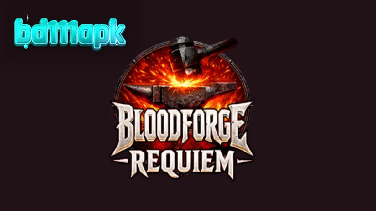 Tampilan visual slot Bloodforge Requiem dengan tema pandai besi fantasi gelap